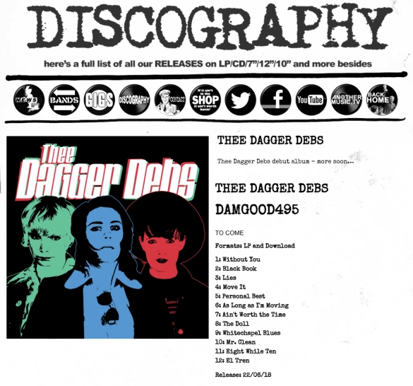 DAMAGED GOODS discography screen shot